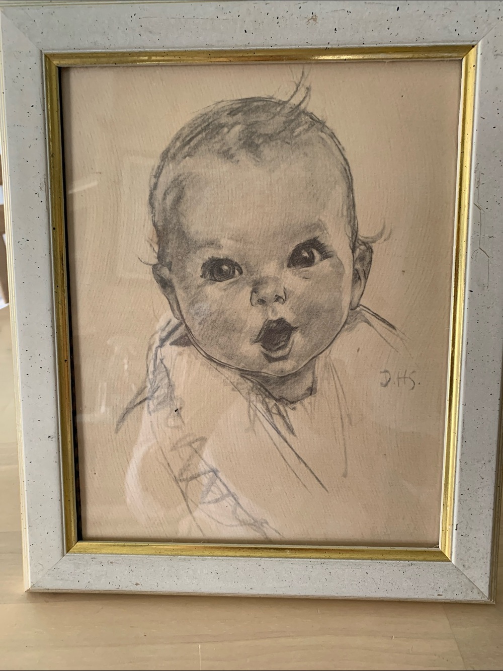 Vintage Signed Drawing Gerber Baby Nursery/ Wall Or Dresser 8X10 New Baby Room
